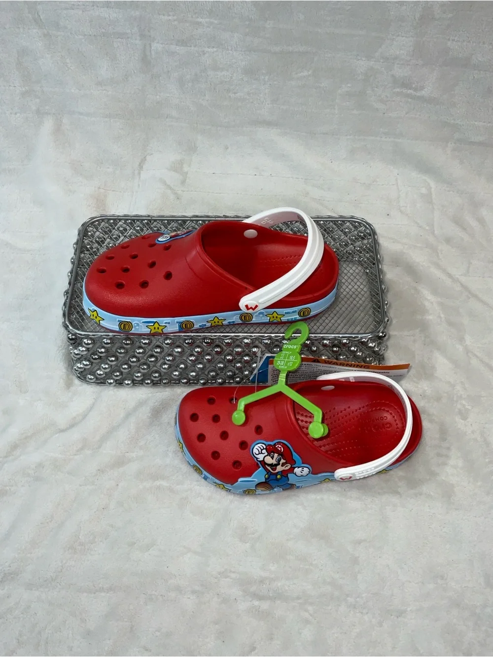 CROCS Kids Red Mario Clog Sandals with White Strap size 12C style 207059-8C1